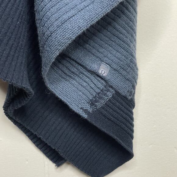 Lululemon Poncho Sweater One Size Blue Ribbed Merino Wool Knit Wrap Cape Boho - Picture 4 of 10